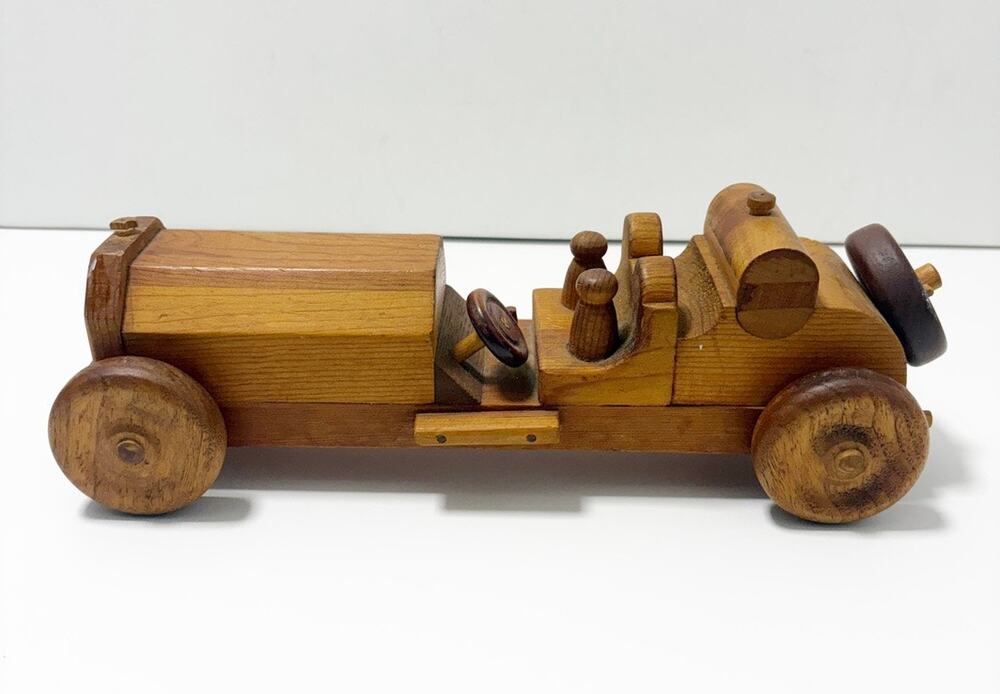 Vintage Handmade Wooden Car Moving Wheels Non-Toxic Safe Classic Antique Toy